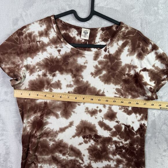 Prana Brown Tie Dye T Shirt Women's Medium Short Sleeve Western Boho Festival - Picture 10 of 12